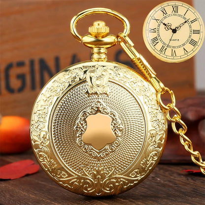 Iron Valor Steampunk Pocket Watch | Silver Shield Chain Vintage Timepiece