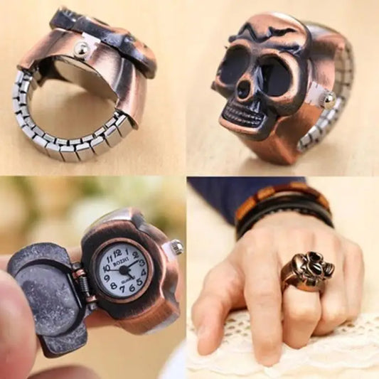 Trend Concept New Personality Men'S Watch Fashion Unisex Retro Vintage Finger Skull Ring Watch Clamshell Watch часы мужские