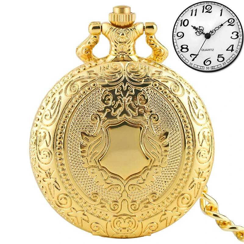 Iron Valor Steampunk Pocket Watch | Silver Shield Chain Vintage Timepiece