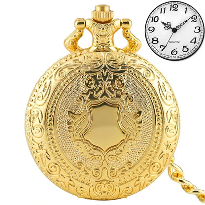 Iron Valor Steampunk Pocket Watch | Silver Shield Chain Vintage Timepiece