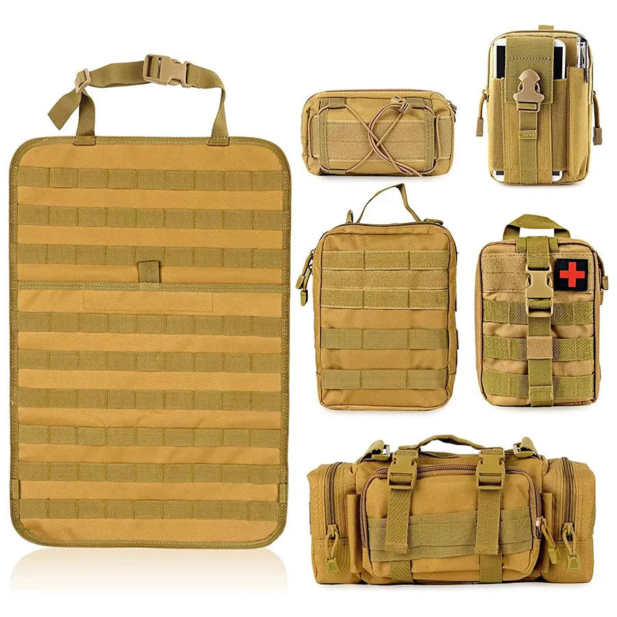 Tactical 6-in-1 Car Seat Back Organizer – Durable 600D Oxford Storage