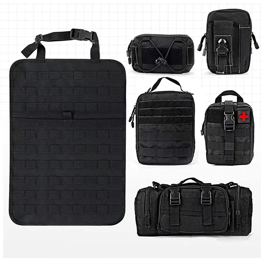Tactical 6-in-1 Car Seat Back Organizer – Durable 600D Oxford Storage