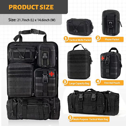 Tactical 6-in-1 Car Seat Back Organizer – Durable 600D Oxford Storage