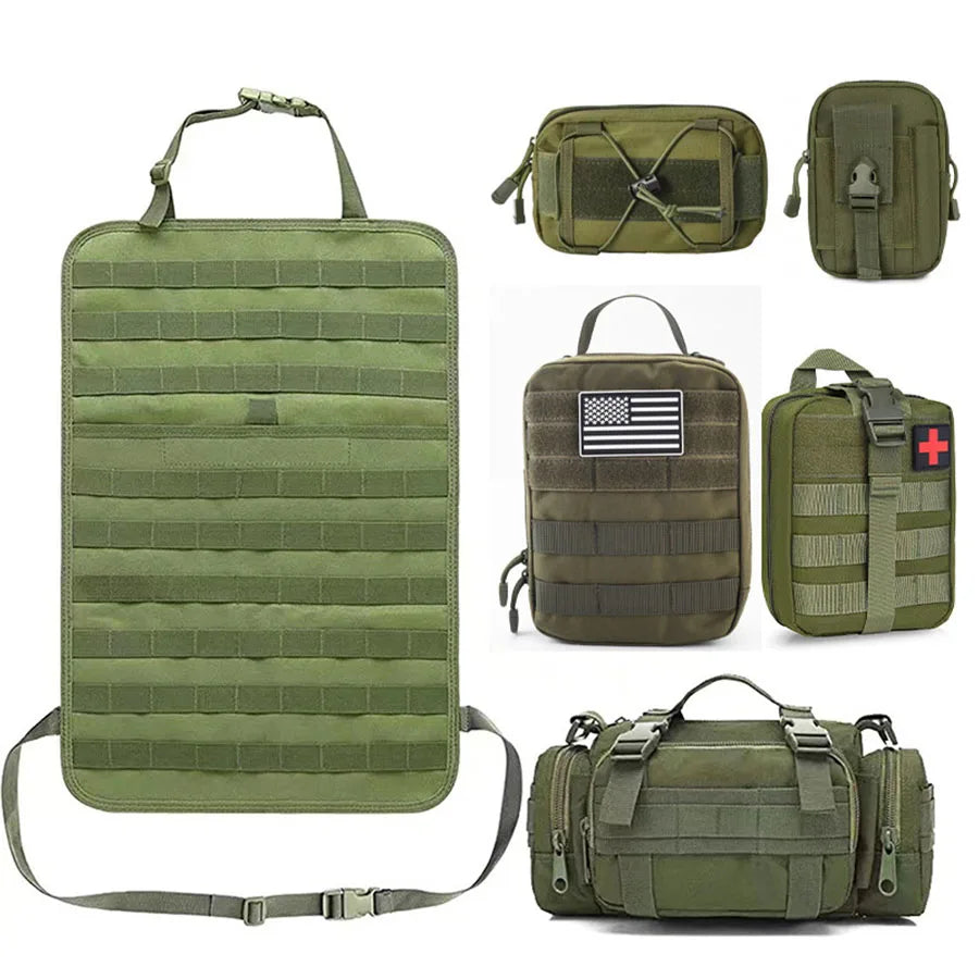 Tactical 6-in-1 Car Seat Back Organizer – Durable 600D Oxford Storage