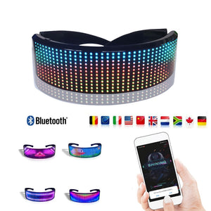Programmable Luminous Mask Bluetooth LED Shining Glasses Electronic Visor Glasses Prop for Bar Performance Party Easter Gifts